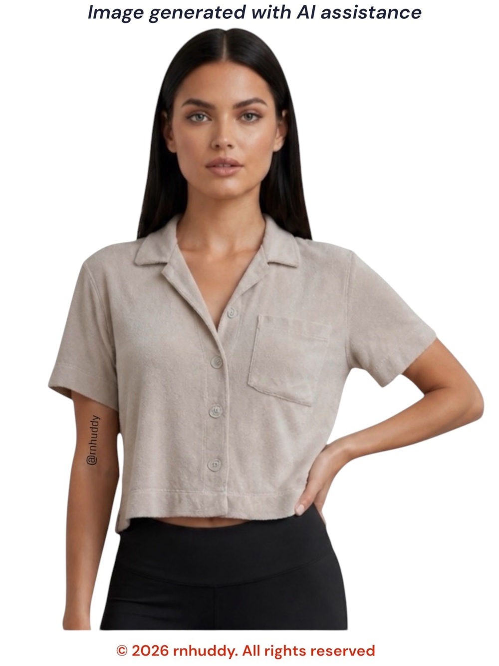 Abercrombie & Fitch S cream tan terry cloth short sleeve polo